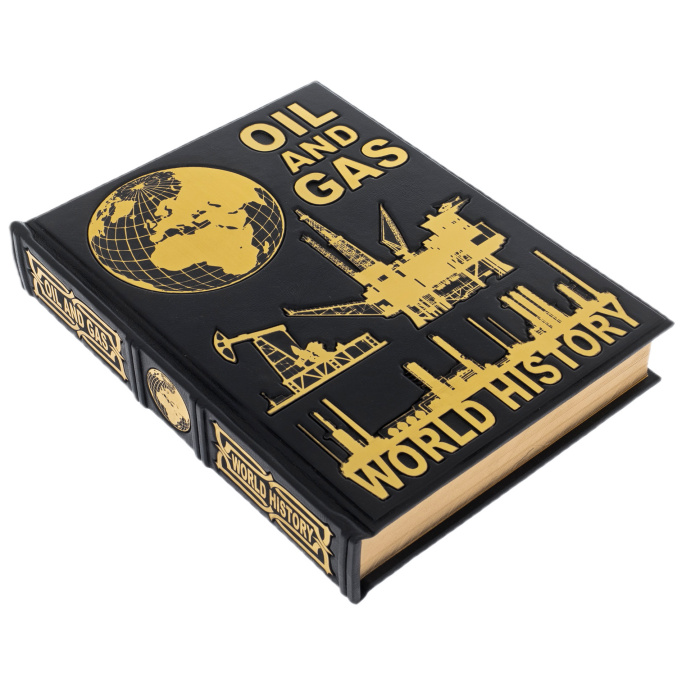 Книга в кожаном переплете "Oil and gas. World history" на английском языке