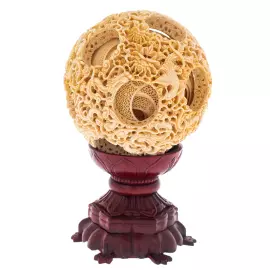 Скульптура из бивня мамонта "Кантонский шар. Дракон и Феникс"