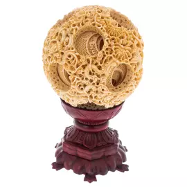 Скульптура из бивня мамонта "Кантонский шар. Дракон и Феникс"