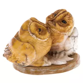 Sculpture of anhydrite "Owl couple"