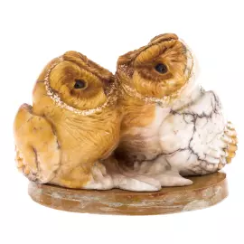 Sculpture of anhydrite "Owl couple"