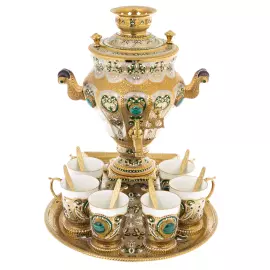 Чайный набор с самоваром "Традиции" на 6 персон, Златоуст