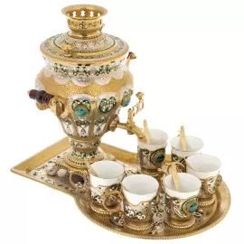 Чайный набор с самоваром "Традиции" на 6 персон, Златоуст