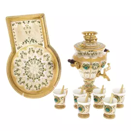 Чайный набор с самоваром "Традиции" на 6 персон, Златоуст