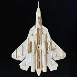 Сборная модель самолета из бивня мамонта "СУ-57" на подставке