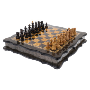 Karelian birch chess with curly edges