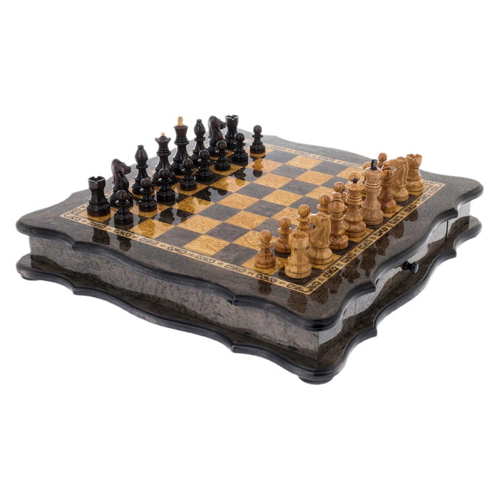 Karelian birch chess with curly edges