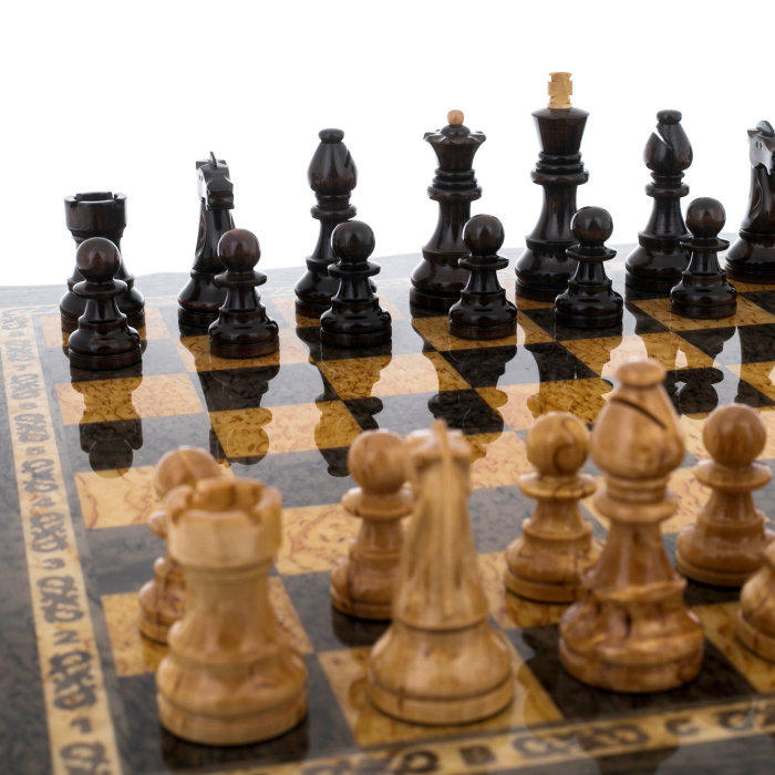 Karelian birch chess with curly edges