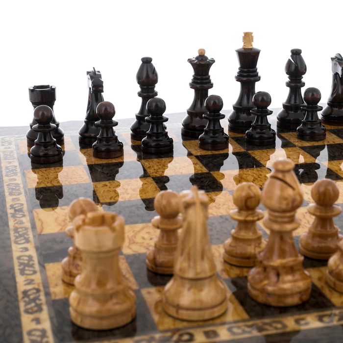 Karelian birch chess with curly edges