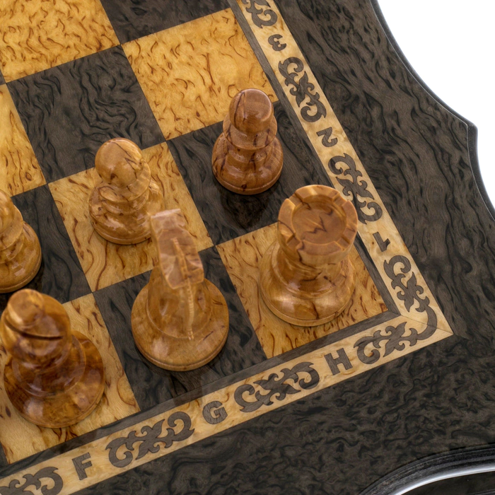 Karelian birch chess with curly edges
