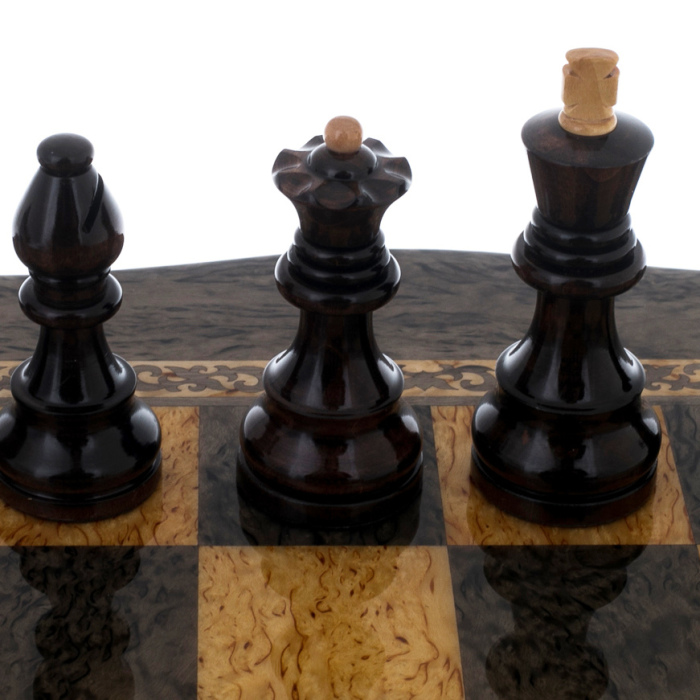 Karelian birch chess with curly edges