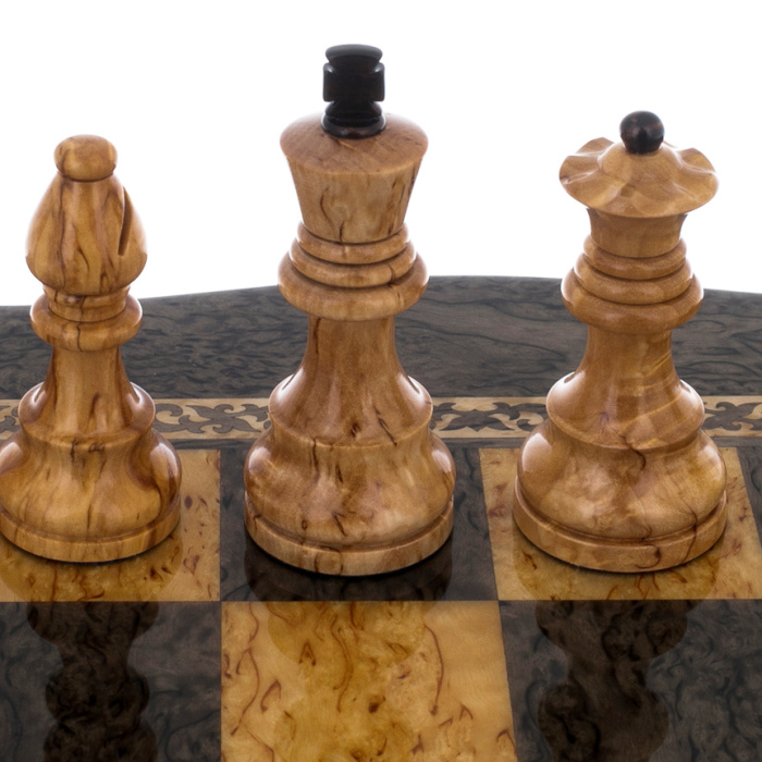 Karelian birch chess with curly edges