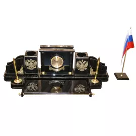 Настольный набор из обсидиана "Представительский"