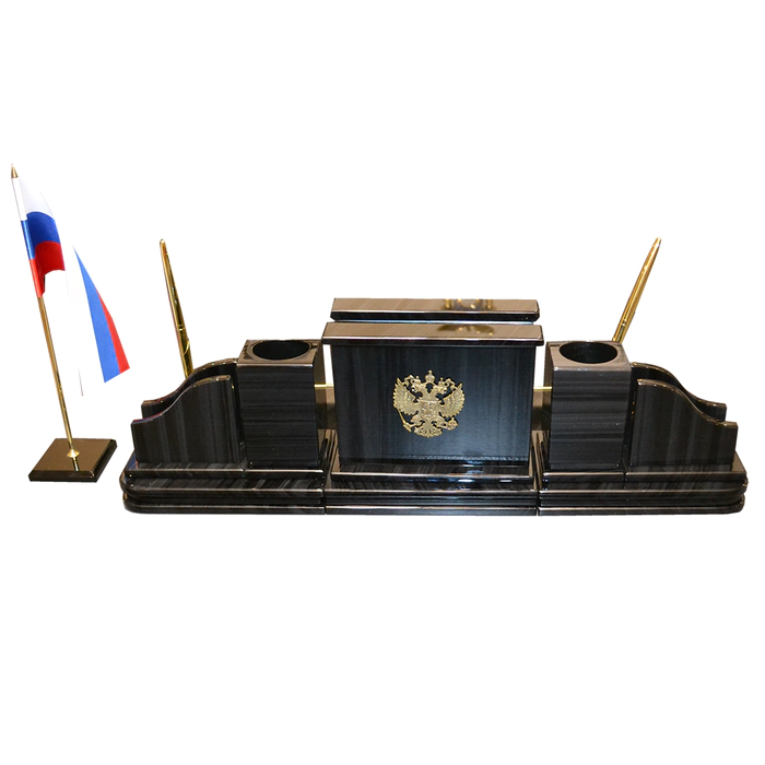 Настольный набор из обсидиана "Представительский"