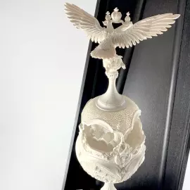 Highly artistic sculpture "Russia the Sovereign" from a mammoth tusk