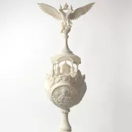 Highly artistic sculpture "Russia the Sovereign" from a mammoth tusk