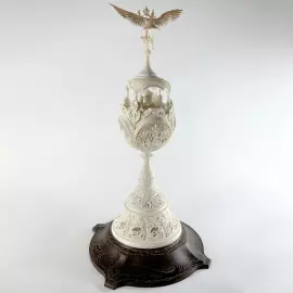 Highly artistic sculpture "Russia the Sovereign" from a mammoth tusk