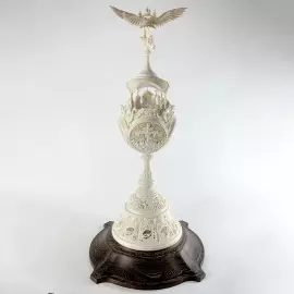 Highly artistic sculpture "Russia the Sovereign" from a mammoth tusk