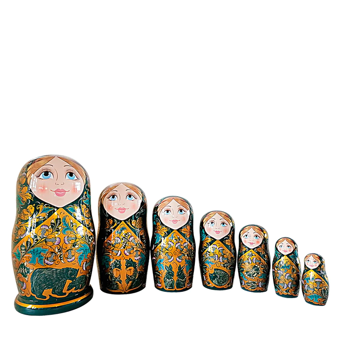Linden matryoshka doll "Evolution" with 7 seats