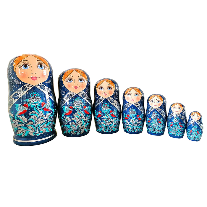 Matryoshka doll made of linden "Zarya" for 7 people