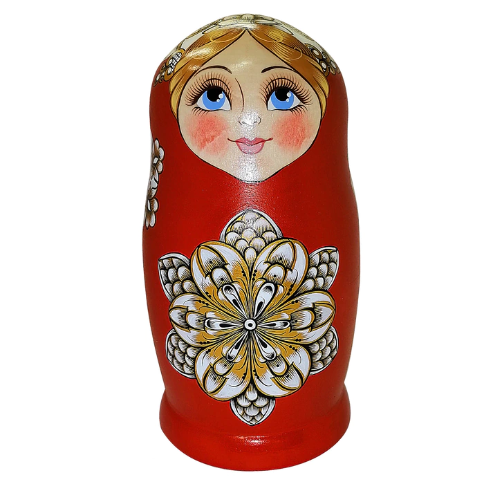 Linden matryoshka doll "Snowflakes" for 5 people