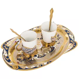 Набор для кофе "Лебеди" на 2 персоны, Златоуст