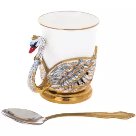 Набор для кофе "Лебеди" на 2 персоны, Златоуст