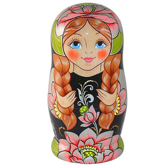 Linden matryoshka "Lotus" for 5 people