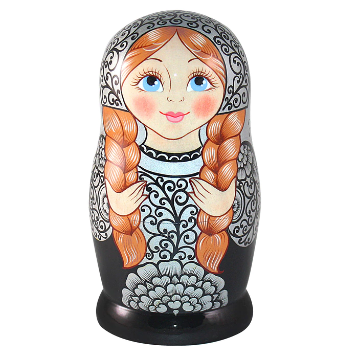 Linden matryoshka doll "Yin and Yang" for 5 people, Khokhloma