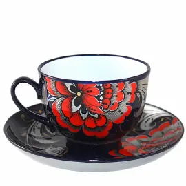 Набор для чая "Контраст" на 3 персоны, хохлома