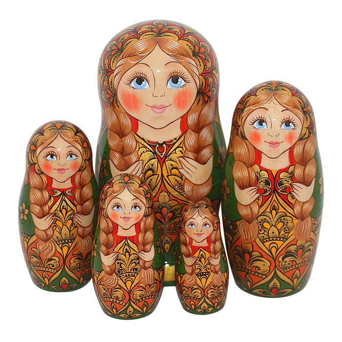 Linden matryoshka "Pineapple" for 5 people, Khokhloma