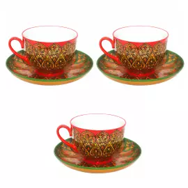 Набор для чая "Ананас" на 3 персоны, хохлома