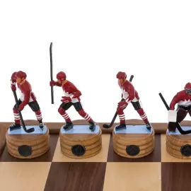 Шахматы из дуба искусственного морения  "Хоккей. СССР — Канада"