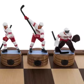 Шахматы из дуба искусственного морения  "Хоккей. СССР — Канада"