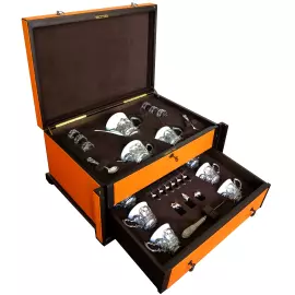 Чайный сервиз из фарфора и серебра "Королевская охота" на 6 персон, 27 предметов