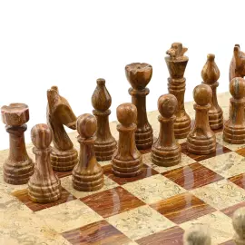 Шахматы из ракушечника и коричневого оникса "Классика"