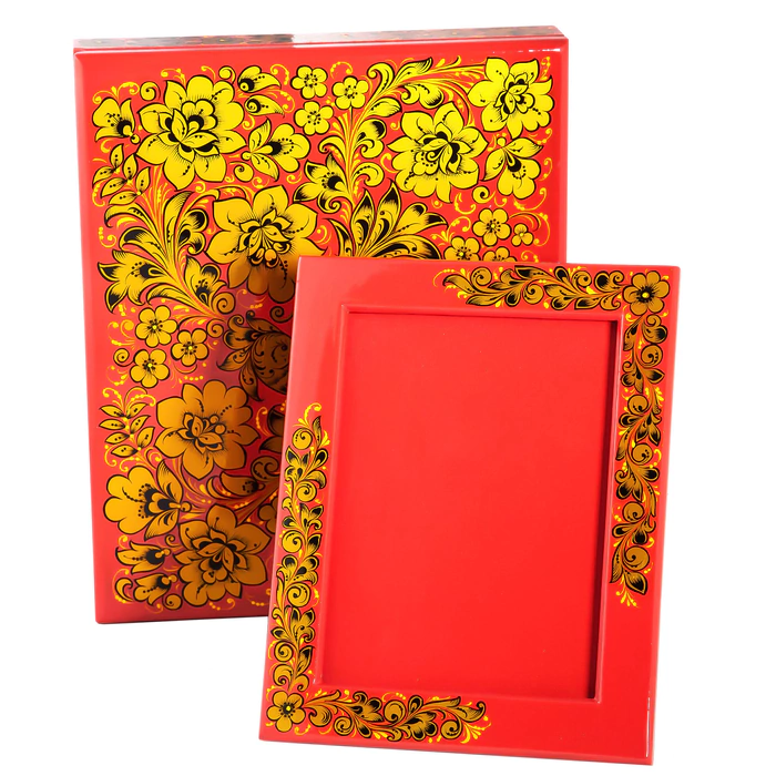 Gift box with photo frame, Khokhloma