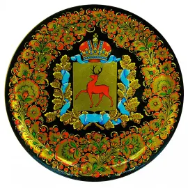 Тарелка-панно "Герб Н.Новгорода" хохлома