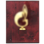 Poster "Symbol of gas" on a wooden frame (color- brown, gold)