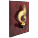 Poster "Symbol of gas" on a wooden frame (color- brown, gold)