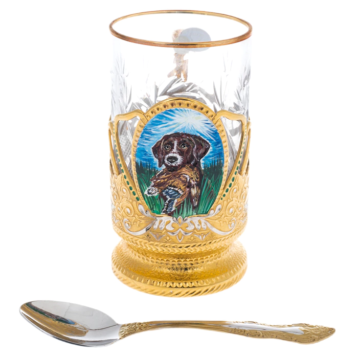 Cup holder "Hunting. The dog with the duck" Zlatoust
