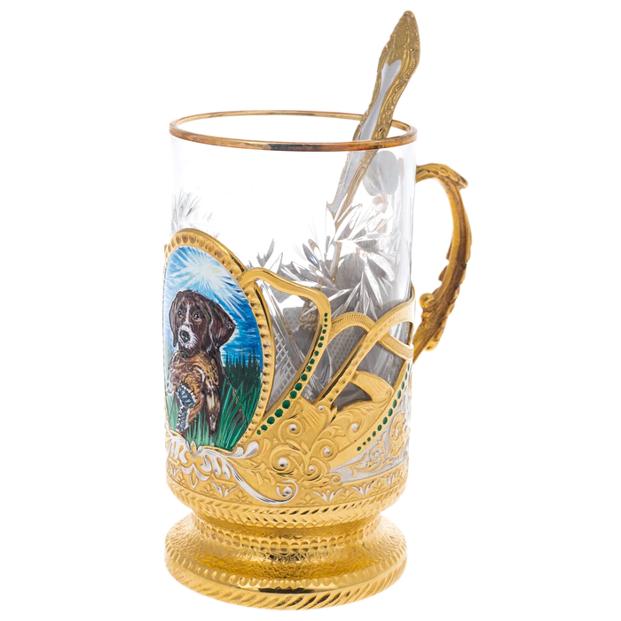 Cup holder "Hunting. The dog with the duck" Zlatoust