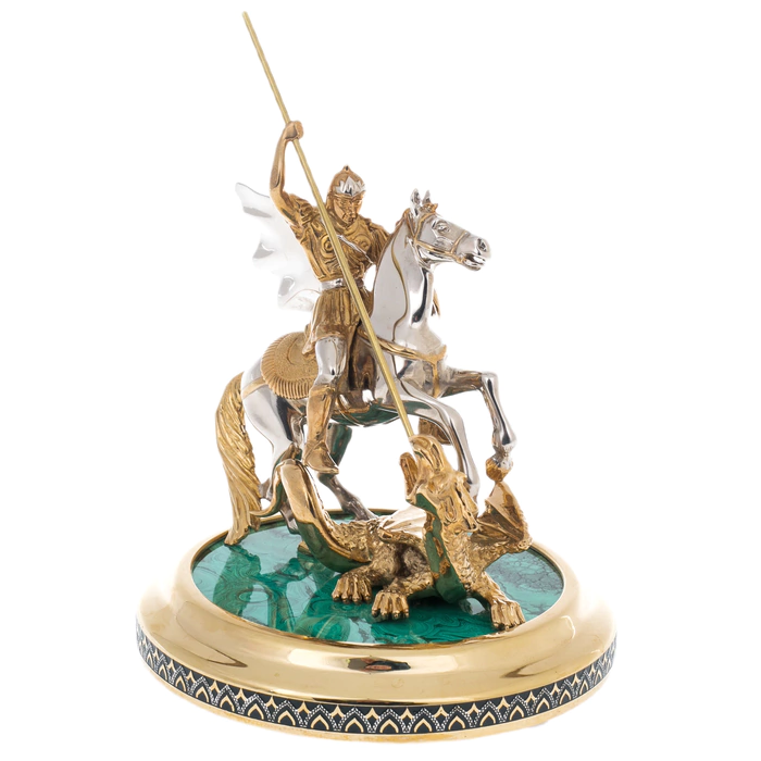 Statuette with malachite "George the Victorious" Chrysostom