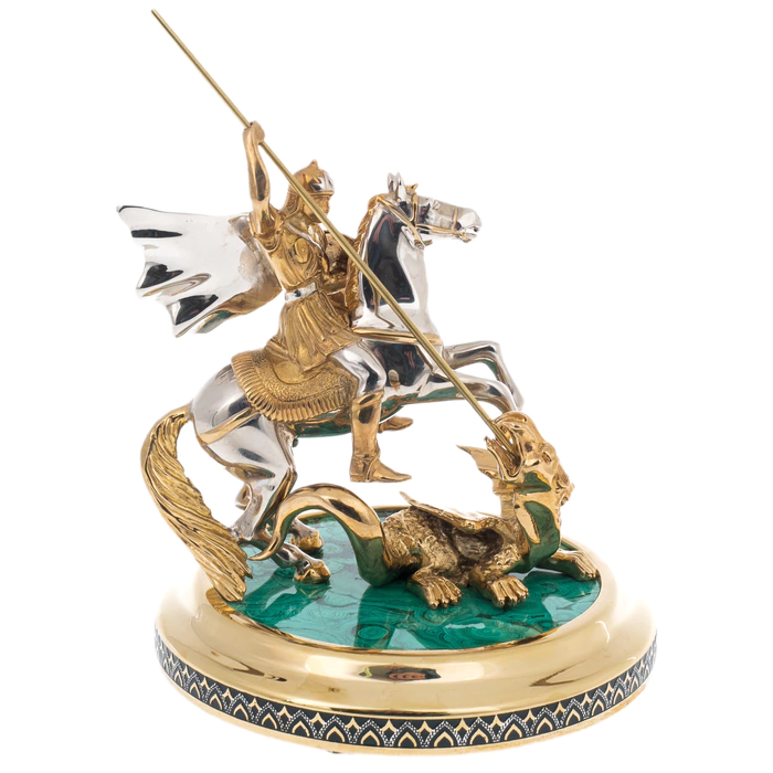 Statuette with malachite "George the Victorious" Chrysostom