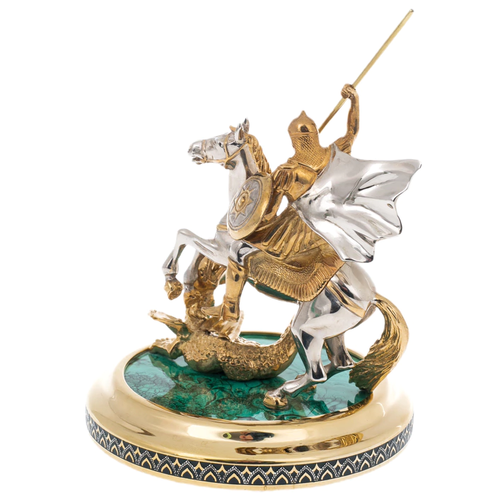 Statuette with malachite "George the Victorious" Chrysostom