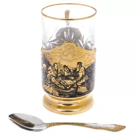 Подстаканник "Охотники на привале" Златоуст