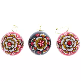 Набор елочных игрушек "Новогодний" в музыкальной коробке, Хохлома