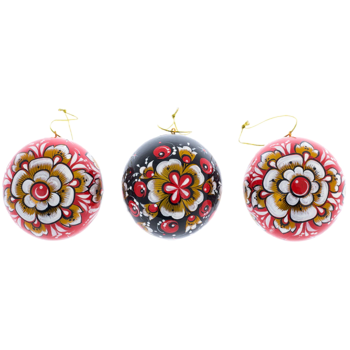New Year's set of Christmas toys in a music box, Khokhloma