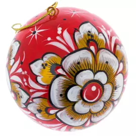 Набор елочных игрушек "Новогодний" в музыкальной коробке, Хохлома