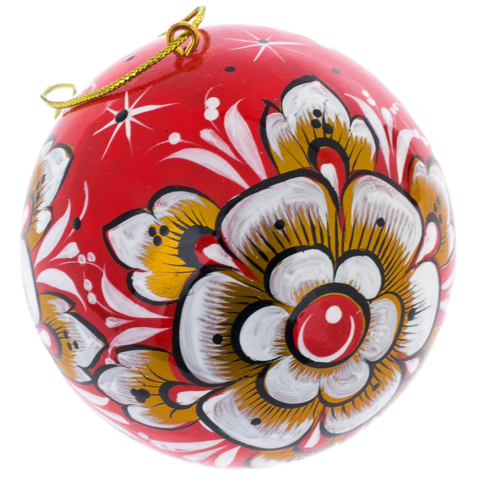 New Year's set of Christmas toys in a music box, Khokhloma